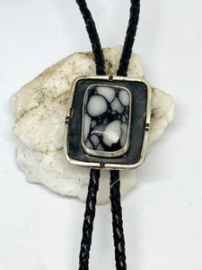 White buffalo Gibbsite Turquoise Bolo Tie