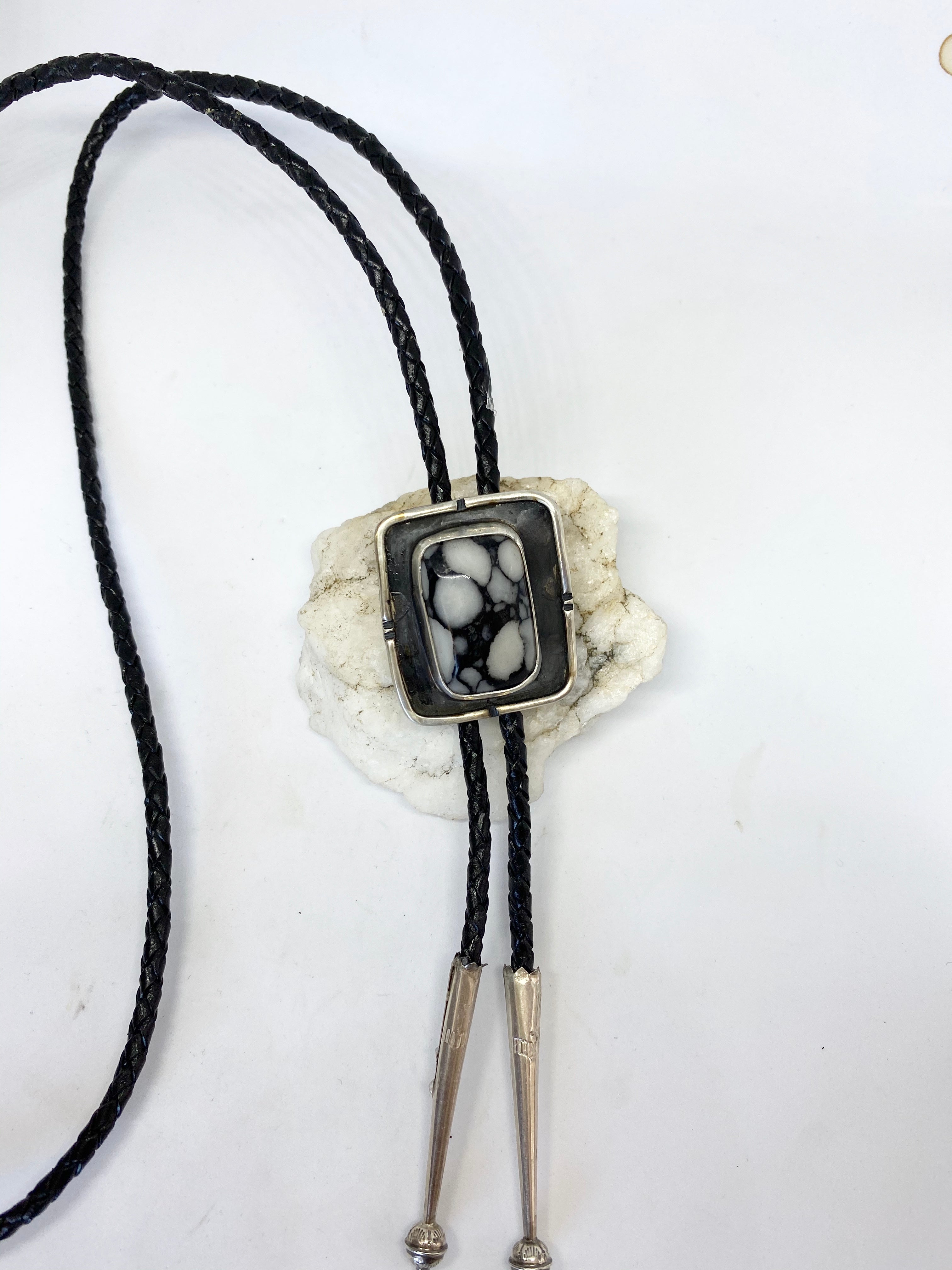 White buffalo Gibbsite Turquoise Bolo Tie