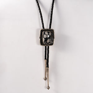 White buffalo Gibbsite Turquoise Bolo Tie