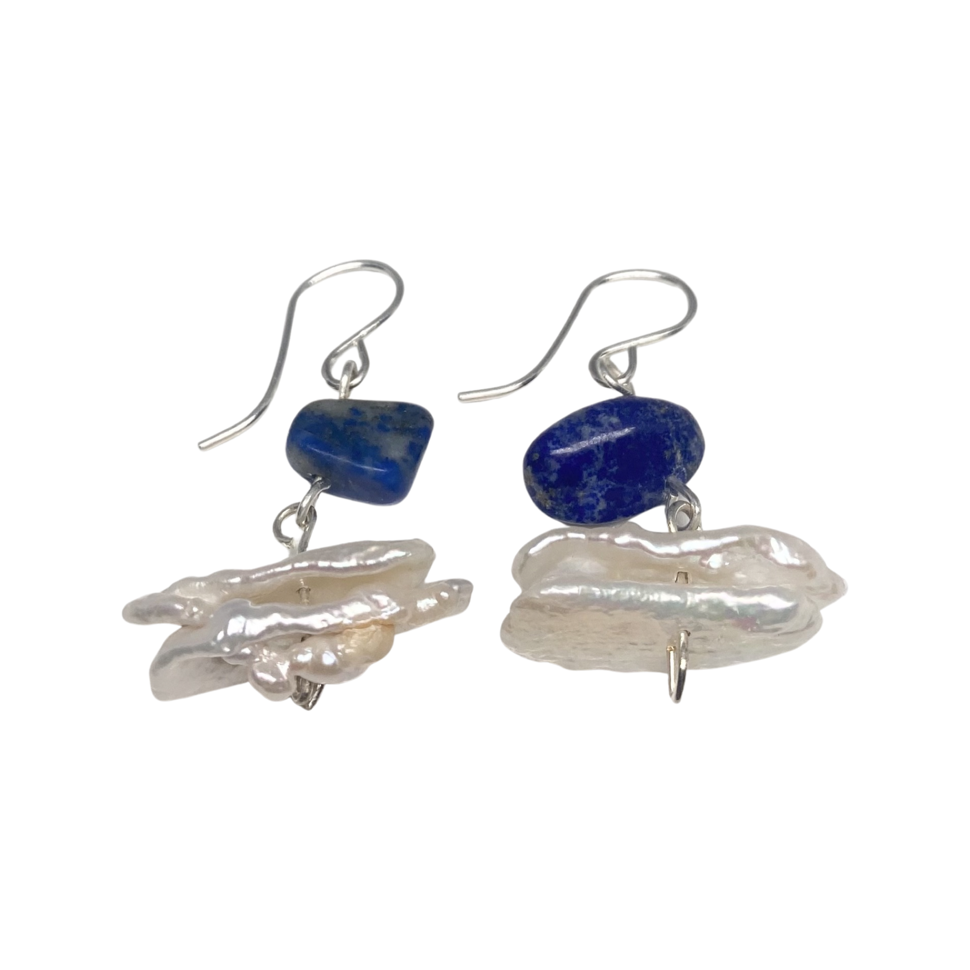 Lapis lazuli freshwater pearl dangles