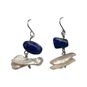 Lapis lazuli freshwater pearl dangles