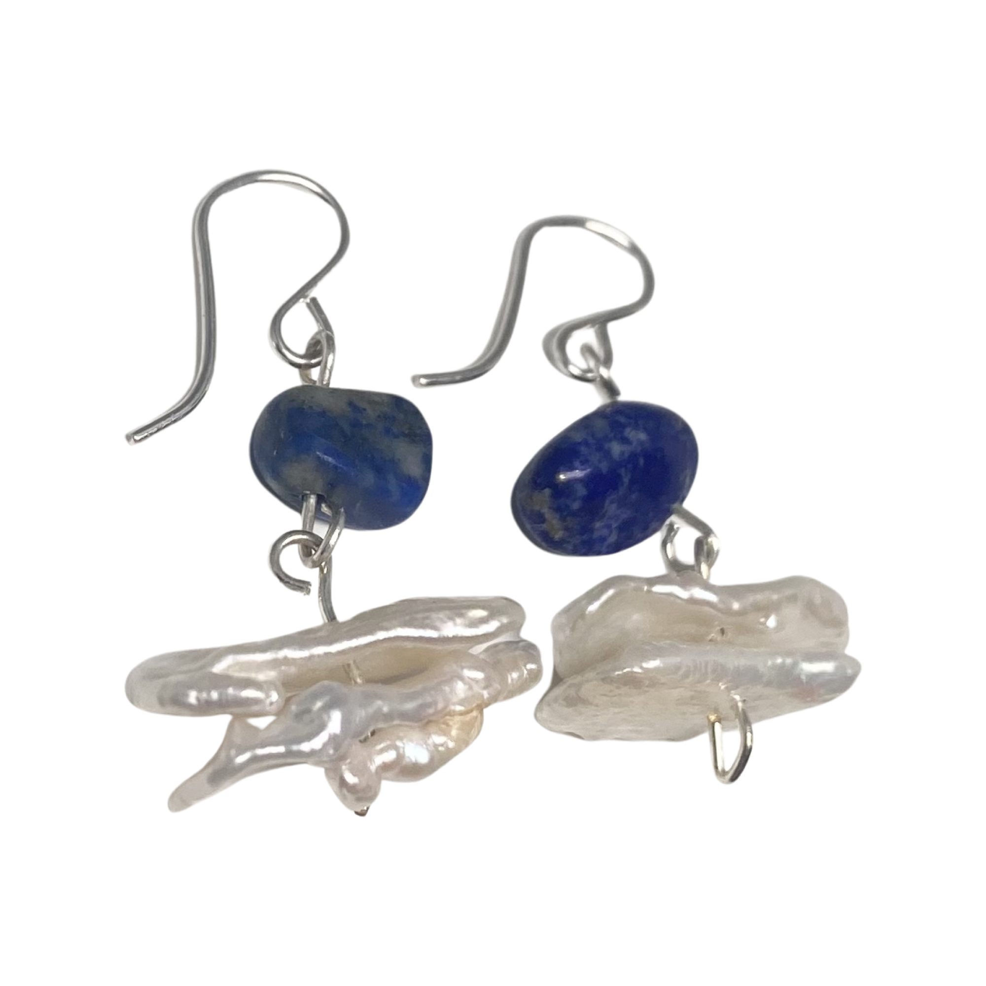 Lapis lazuli freshwater pearl dangles