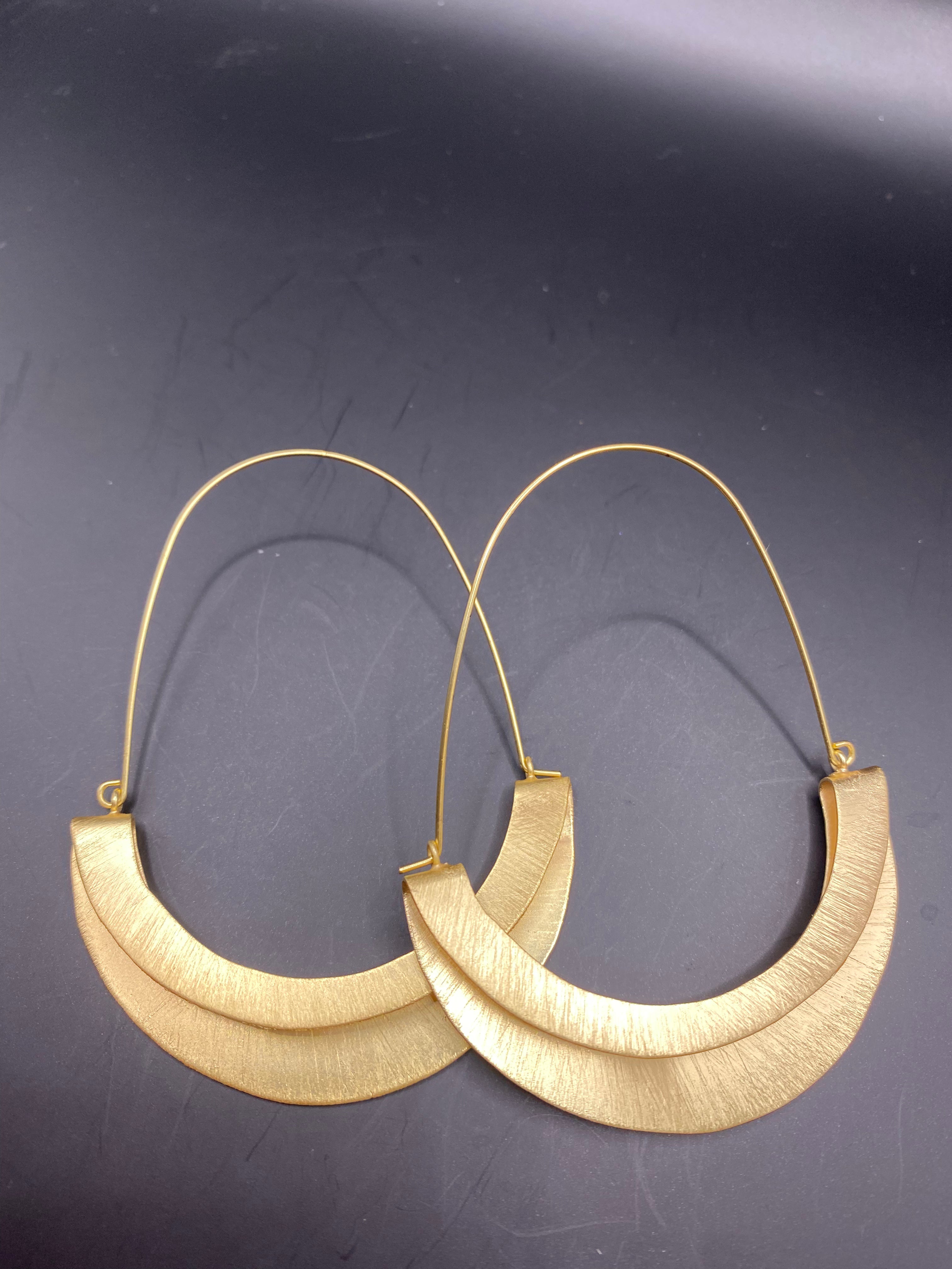 Brass Fan Hoops